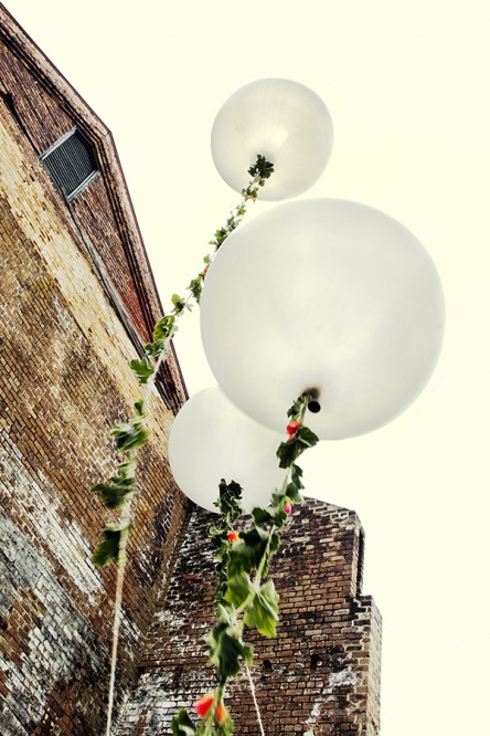 Grey Balloons with Flower Tails