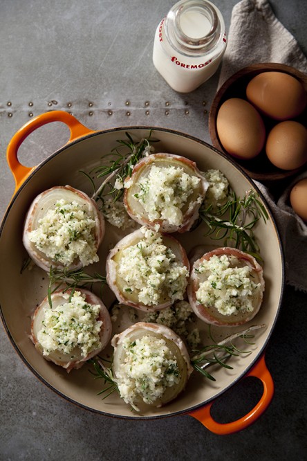 Bacon Wrapped Baked Vidalia Onions (Libbie Summers and Chia Chong)