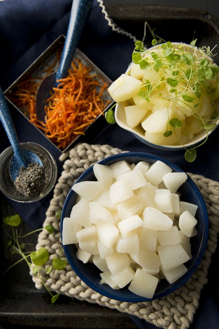 Warm Daikon, Apple and Carrot Salad (Brenda Anderson, Chia Chong and Libbie Summers for Salted and Styled)