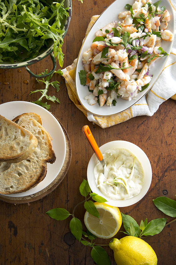 Shrimp Salad Sandwich with Honeysuckle Mayonnaise (Libbie Summers and Chia Chong for Salted and Styled)