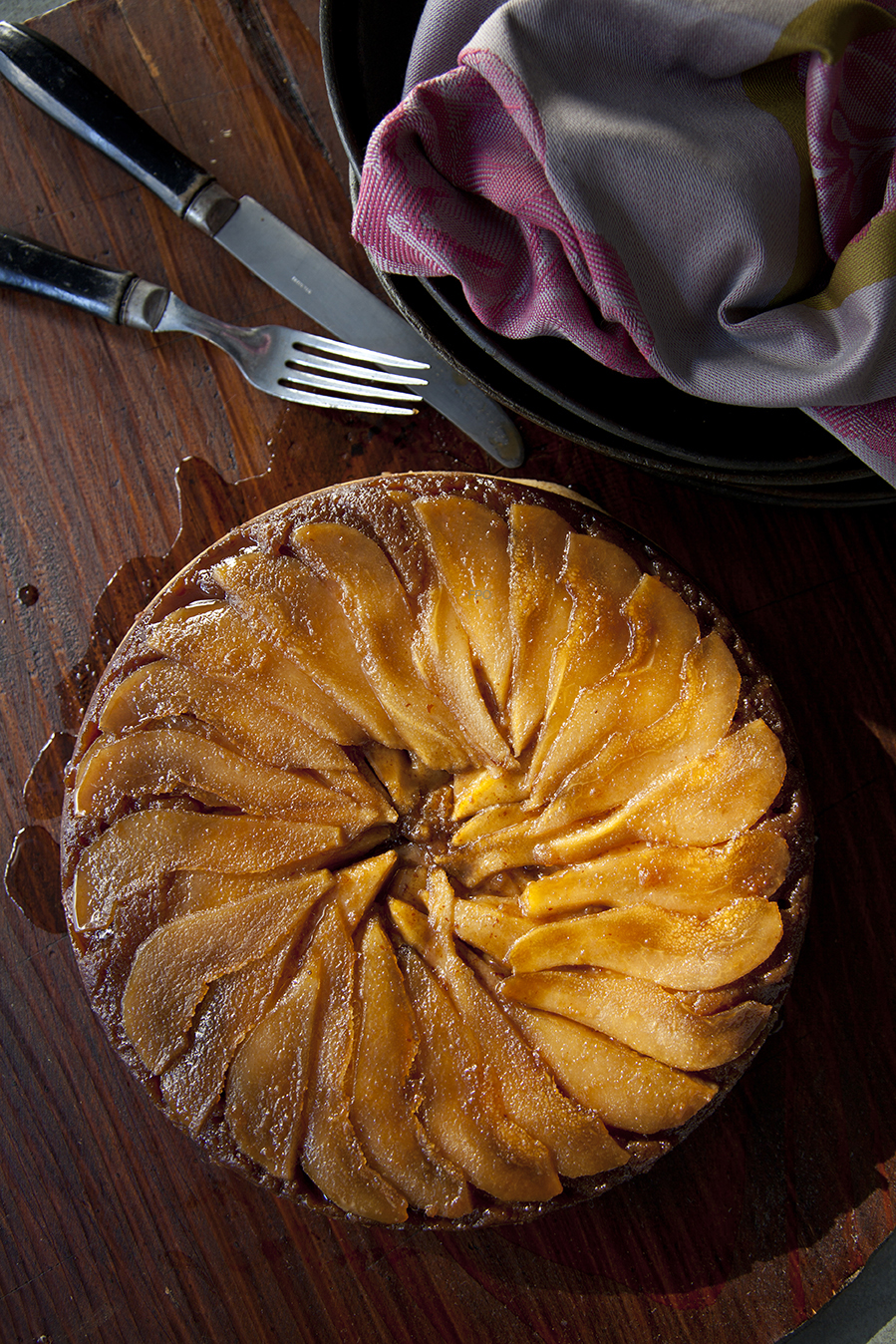 Pear Upside-down Skillet Corn Cake (from Sweet and Vicious by Libbie Summers, photography by Chia Chong)
