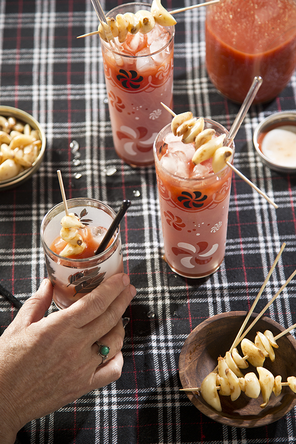 Hot Pickled Garlic Bloody Mary (Libbie Summers and Chia Chong for Salted and Styled)